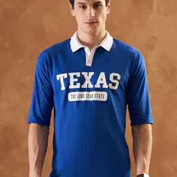 KAY DEE Typography Printed Polo Collar Cotton T-shirt-image-80