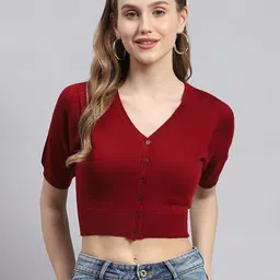 Monte Carlo Women Woollen Crop Pullover-image-86