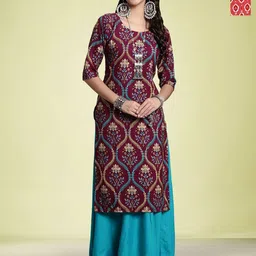 Moda Rapido Pack Of 2 Printed Round Neck Straight Kurta-image-42