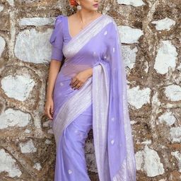 CANBIA Woven Design Zari Silk Blend Banarasi Saree-image-23