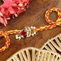 Asthetika Artificial Stones Studded And Beaded Traditional Thread Rakhi-25