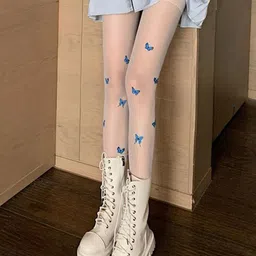 VAGHBHATT Butterfly-Printed Stretchable Sheer Stockings-image-25