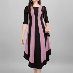 Women High Low Multicolor Midi/Calf Length Dress-image-43