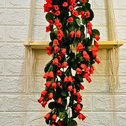 Akaar Red & Green Falling Rose Buds Home Decor-20