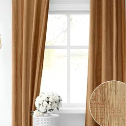 RIDHAAN Gold Toned 2 Pieces Room Darkening Window Curtains-picture-44