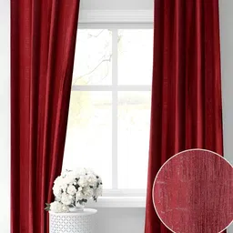 RIDHAAN Maroon 2 Pieces Room Darkening Window Curtains-image-43