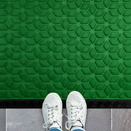 AaHo Decor Green & Black Waterproof Anti-Skid Rubber Doormat-36