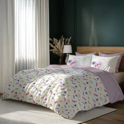LANE LINEN Yellow & White Floral 400 TC King Bedsheet with 4 Pillow Covers-picture-54