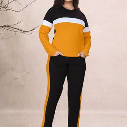 DTR FASHION Color-Blocked Round Neck Sweatshirt & Trousers Co-Ords-picture-51