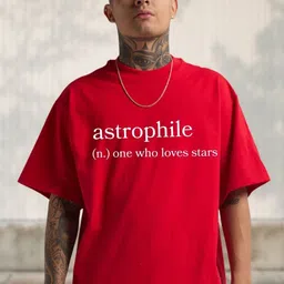 Cool Plus Men Astrophile Typography Printed Round Neck Cotton Oversized T-shirt-picture-1
