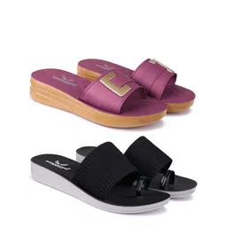 Bersache Women Set Of 2 One Toe Flats-picture-30