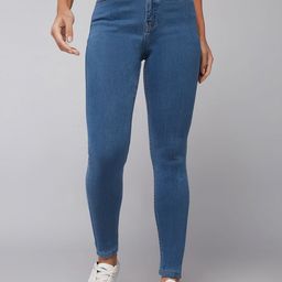 DOLCE CRUDO Women Skinny Fit High-Rise Light Fade Stretchable Jeans-picture-29