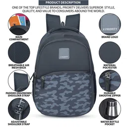 Priority Unisex 8 Inch Camoflug Printed College Backpack image 4