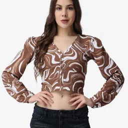 Popwings Women Solid Print Crop Top-image-58