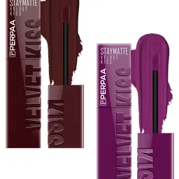 PERPAA Velvet Kiss Set Of 2 Long Lasting Liquid Lipstick- 3.5ml Each- Maroon-Wine-14