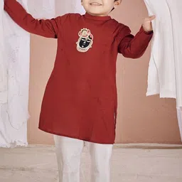 Vivedkids Boys Embroidered Regular Linen Kurta with Pyjamas-18