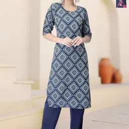 HERE&NOW Selection Of 2 Geometric Printed Round Neck Straight Kurtas-27