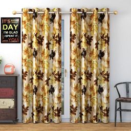 Galaxy Home Decor Coffee Brown Set of 2 Floral Window Curtain-picture-50