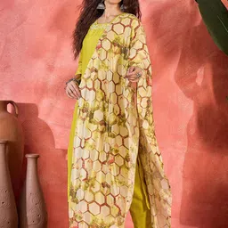 Sangria Women Woven Design Yoke Design Kurta with Trousers & Dupatta-picture-20