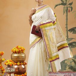 Kalyan Silks Woven Design Printed Zari Kasavu Saree-image-29