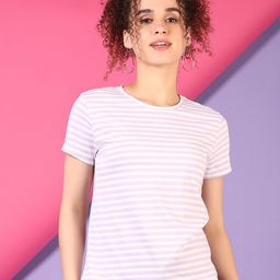 V-Mart Women Striped Round Neck Cotton T-shirt-image-26