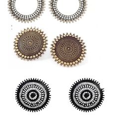 Zoey Set Of 3 Oxidised Circular Shaped Studs-49