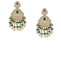 Zaveri Pearls Gold-Plated Artificial Stones Studded & Beaded Contemporary Drop Earrings-40