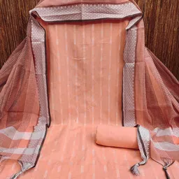 KALINI Women Peach Woven Design Geometric Dress Material-picture-48