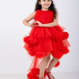 THE LITTLE CELEBS Girls Net A-Line Midi Dress-6