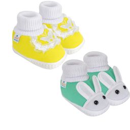 NESKA MODA 0 To 6 Month Newborn Baby Boy & Baby Girls 2 Pair Soft Cotton Skin-Friendly Baby Booties-image-89