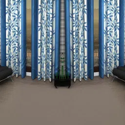 BELLA TRUE 213 cm (7 ft) Polyester Semi Transparent Door Curtain (Pack Of 4) (Printed, Aqua)-image-42