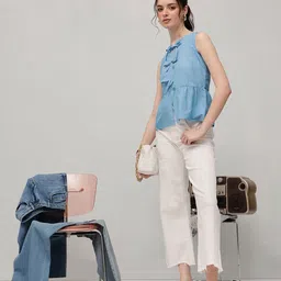 STREET 9 Women Solid Sleeveless Cotton Peplum Top-image-51