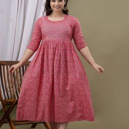 Nevisha Style Women Floral Printed Thread Work Floral Maternity Anarkali Kurta-image-82