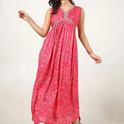 Soch Women Printed Fit & Flared Maxi Ethnic Dresses-picture-21