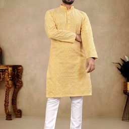Zurika Fashion Men Chikankari Embroidered Straight Kurta-image-41