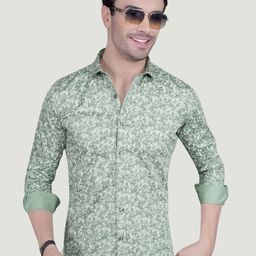 ALMATY Nature Comfort Floral Printed Slim Fit Cotton Shirt-image-29