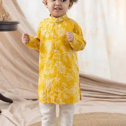 Tiber Taber Boys Floral Printed Regular Pure Cotton Kurta with Pyjamas-picture-13