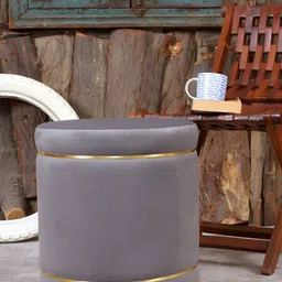 Shadowkart Grey Wooden Round Shaped Ottomans-32