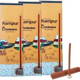 Pack of 3 (60 Sticks Pack) Prachin Rampur Bambooless Agarbatti Incense Sticks Scented-image-79