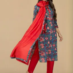 SZN Women Floral Printed Regular Pure Cotton Kurta with Trousers & With Dupatta-picture-43