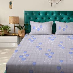 Myntra Elegant Homes Grey & White Ethnic Motifs 400 TC King Bedsheet with 2 Pillow Covers-image-99