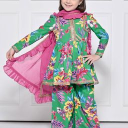 THE PONY & PEONY CO. Girls Green Floral Cotton Suit-image-63