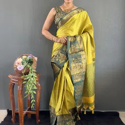 Panzora Geometric Woven Design Zari Saree-3