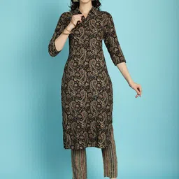Roly Poly Printed Mandarin Collar Kurta With Trousers Co-Ords Set-image-14