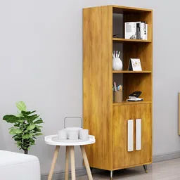 HEXA RED Beige & White Wooden Book Shelf-picture-57