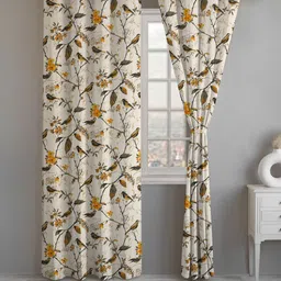 LINENWALAS Happy Sleeping Semi Sheer Curtains White 2-Pcs Cotton Window Curtain-image-41