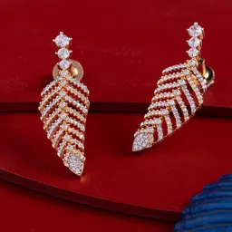 Kushal's Fashion Jewellery Gold-Plated Classic Zircon Studded Drop Earrings-54