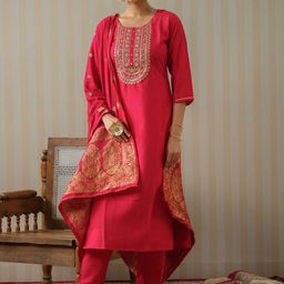 Suha Women Ethnic Motifs Embroidered Kurta with Trousers & Dupatta-picture-32