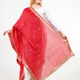 Karthav Fashion Ethnic Motifs Printed Gotta Patti Art Silk Dupatta-picture-44