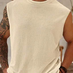 KAJARU Round Neck Basic Vest VESTCNTRS-4102-OFFWHITE-M-image-15